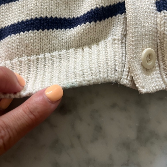 Kids Minnow Unisex Knit Cardigan Cream/Brenton Stripes 5-6 - Picture 11 of 12
